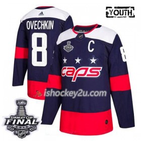 Børn NHL Washington Capitals Trøje Alex Ovechkin 8 2018 Stanley Cup Final Patch Adidas Stadium Series Authentic